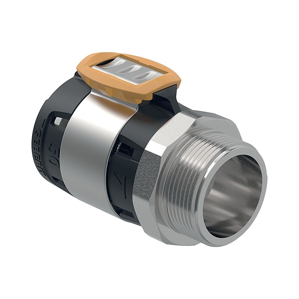 Geberit FlowFit Übergang mit Außengewinde d 50mm, R 1 1/2″, Edelstahl 1.4401... GEBERIT-619704001 4025416602804 (Abb. 1)