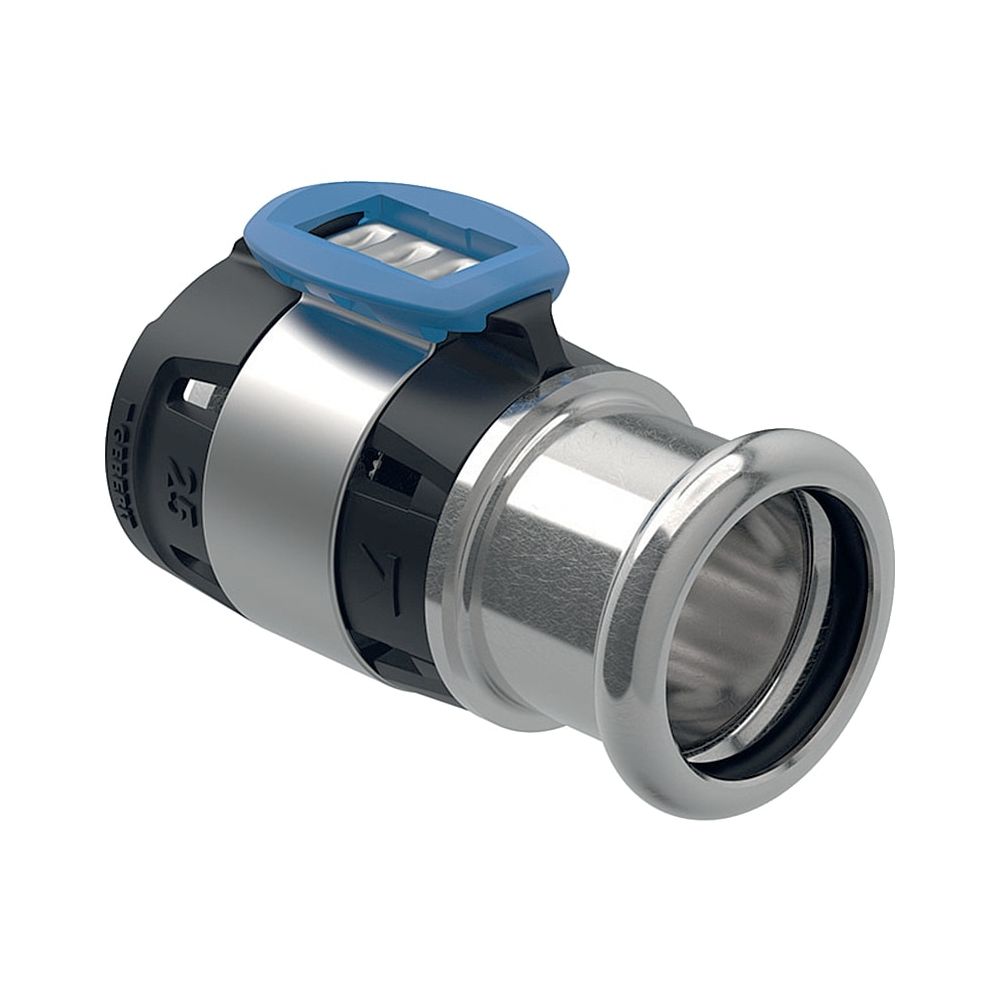 Geberit FlowFit Übergang auf Mapress, mit Pressmuffe, d 16mm, d1 15mm, Edelstahl 1.4... GEBERIT-620332001 4025410629999 (Abb. 1)