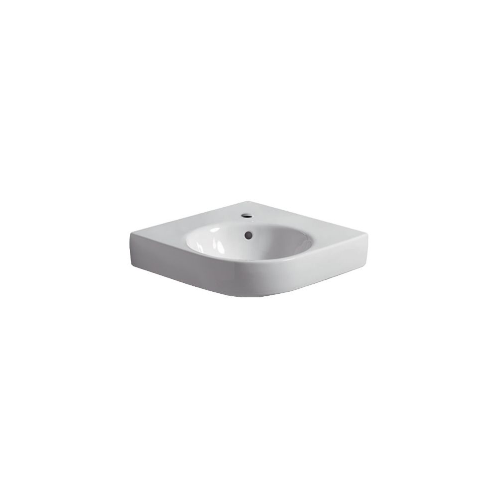 Geberit Renova Compact Eckwaschtisch, Breite 69,5cm, Tiefe 61,5cm, Hahnloch mittig, ... GEBERIT-226150000 4022009327267 (Abb. 2)