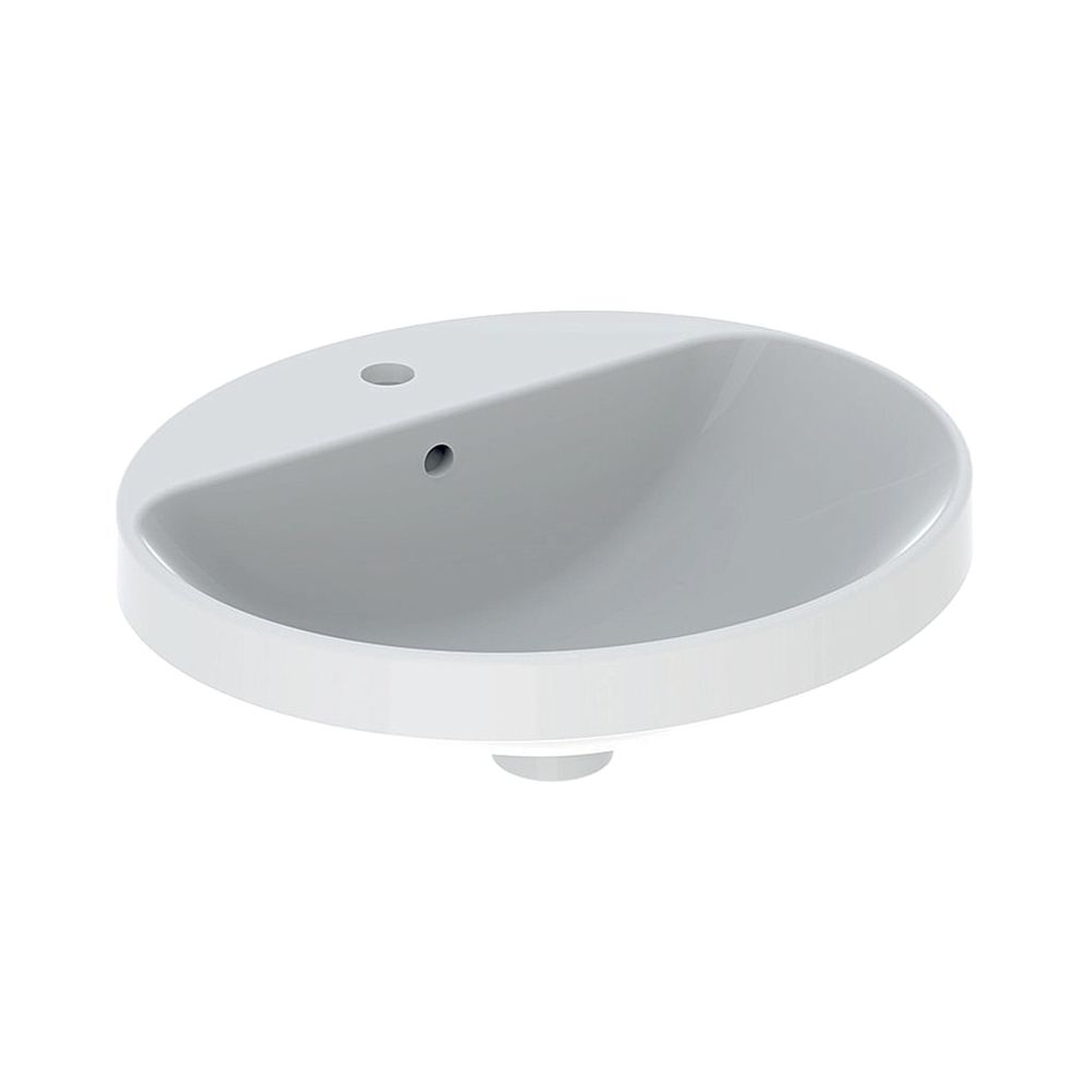Geberit VariForm Einbauwaschtisch, oval mit Hahnlochbank, Breite 50cm, Tiefe 45cm, m... GEBERIT-500713002 4025416302179 (Abb. 1)