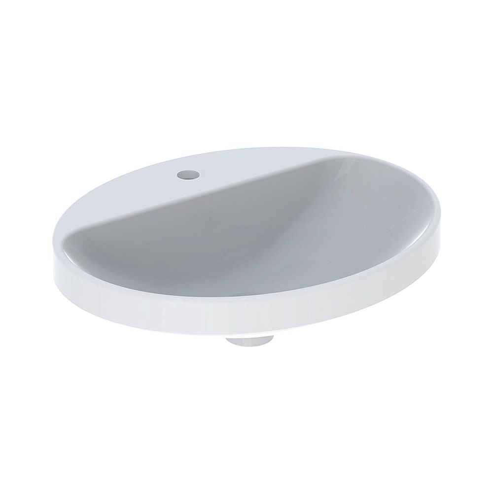 Geberit VariForm Einbauwaschtisch, oval, mit Hahnlochbank, Breite 55cm, Tiefe 45cm, ... GEBERIT-500723012 4025416838463 (Abb. 1)