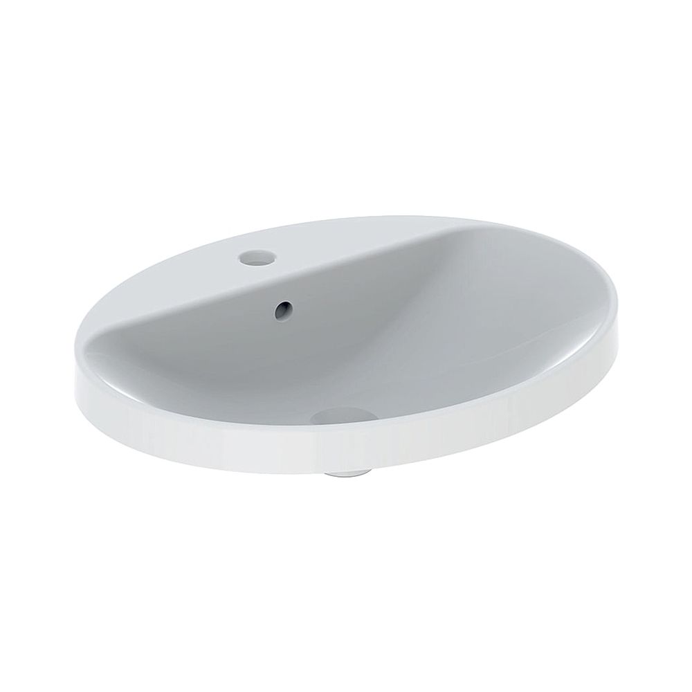 Geberit VariForm Einbauwaschtisch, oval, mit Hahnlochbank, B 60cm, Tiefe 48cm, Hahnl... GEBERIT-500725012 4025416839033 (Abb. 1)