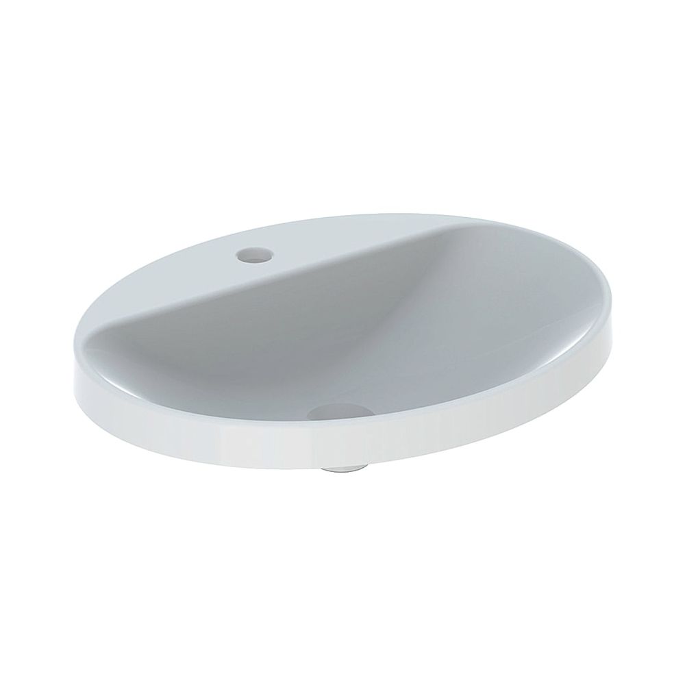 Geberit VariForm Einbauwaschtisch, oval mit Hahnlochbank, Breite 60cm, Tiefe 48cm, o... GEBERIT-500727002 4025416302377 (Abb. 1)