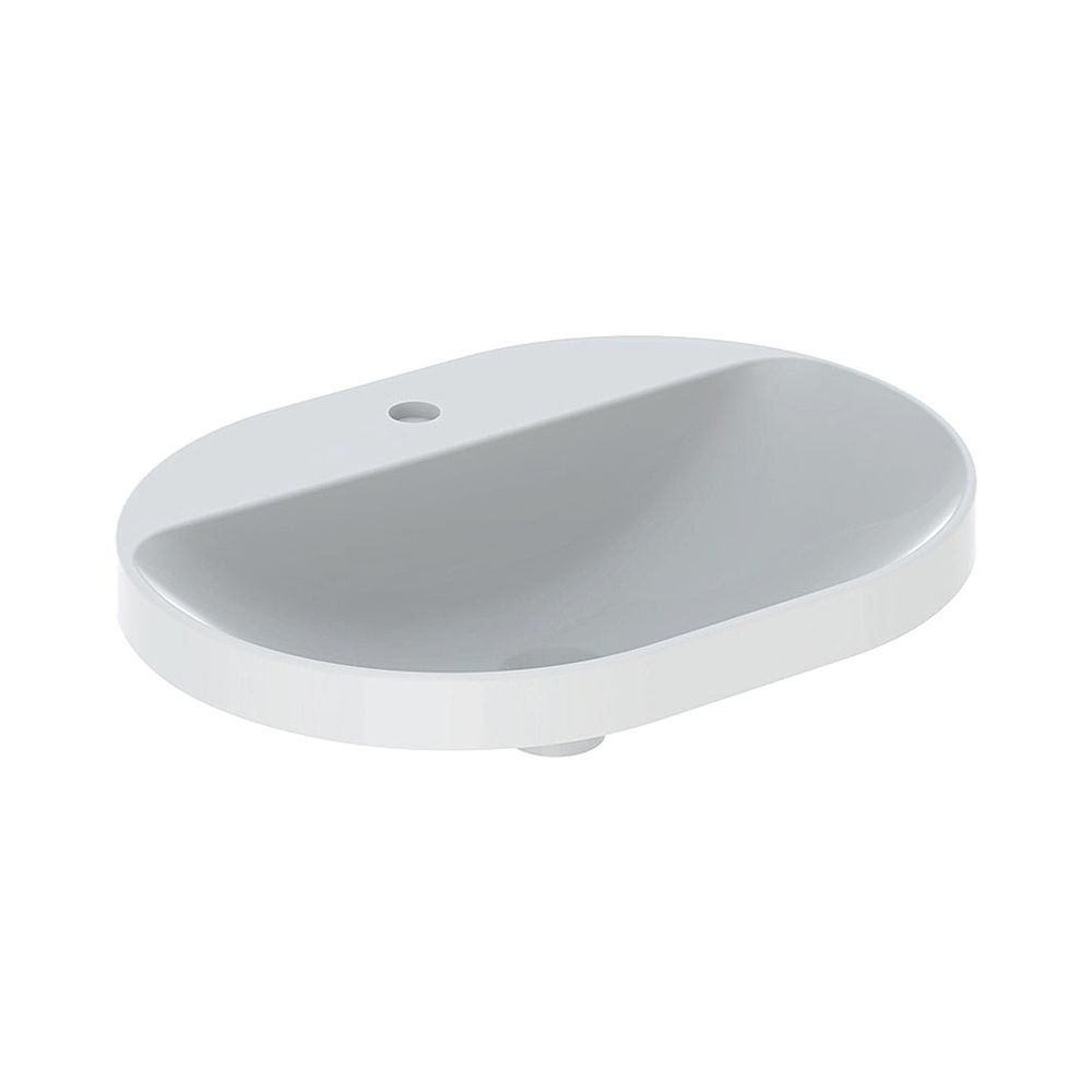 Geberit VariForm Einbauwaschtisch, elliptisch mit Hahnlochbank, Breite 60cm, Tiefe 4... GEBERIT-500735002 4025416302483 (Abb. 1)