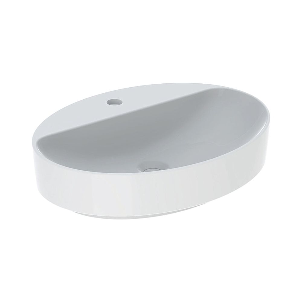 Geberit VariForm Aufsatzwaschtisch, oval, Hahnlochbank, B 60cm T 45cm Hahnloch mitti... GEBERIT-500773002 4025416303046 (Abb. 1)