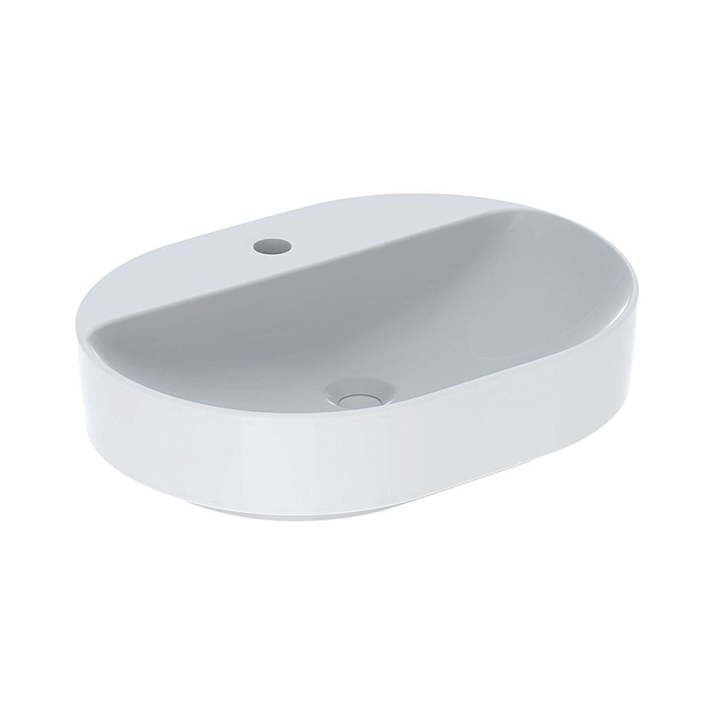 Geberit VariForm Aufsatzwaschtisch, elliptisch, Hahnlochbank, B 60cm T 45cm Hahnloch... GEBERIT-500778002 4025416303114 (Abb. 1)
