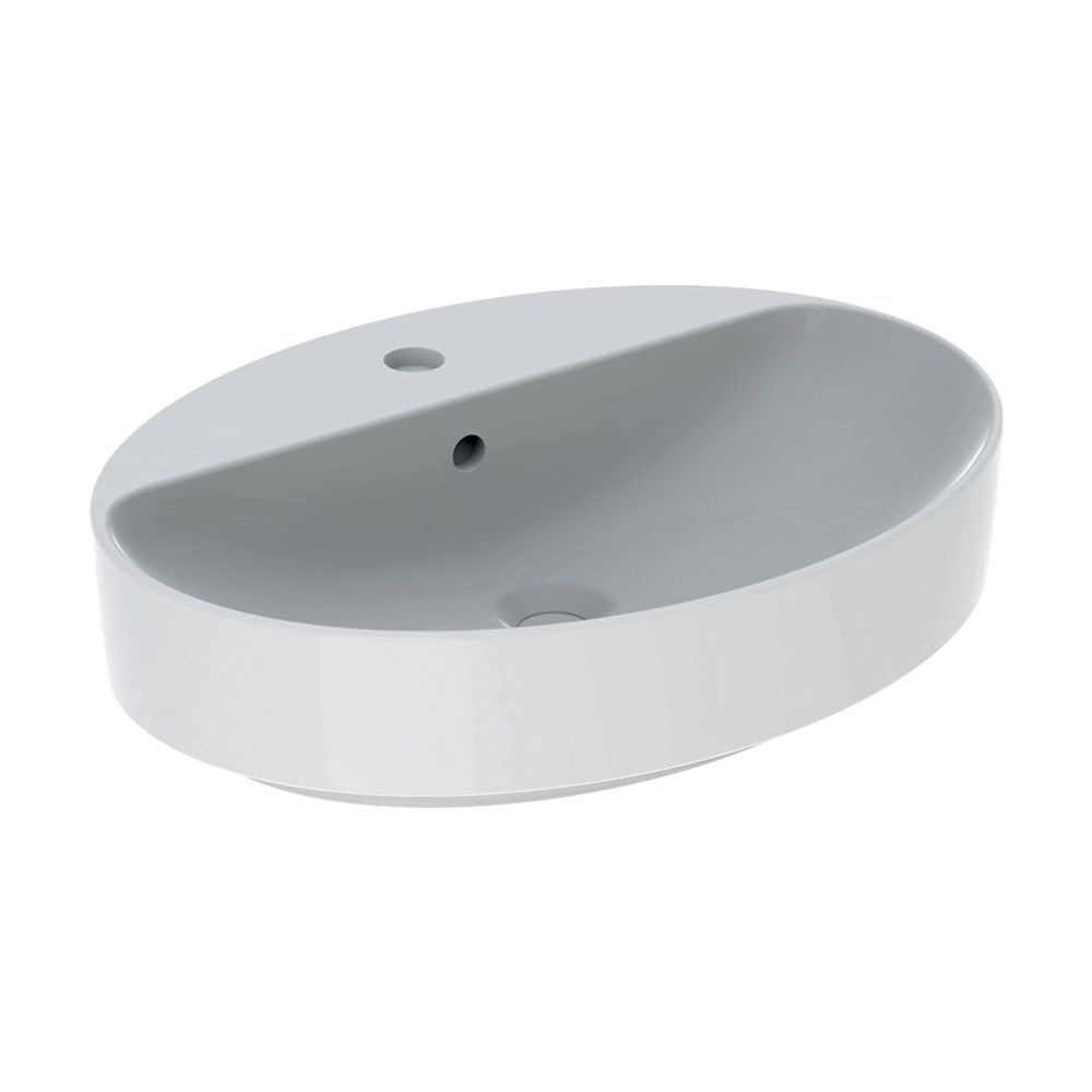 Geberit VariForm Aufsatzwaschtisch, oval, Hahnlochbank, B 60cm T 45cm Hahnloch mitti... GEBERIT-500772002 4025416303022 (Abb. 2)