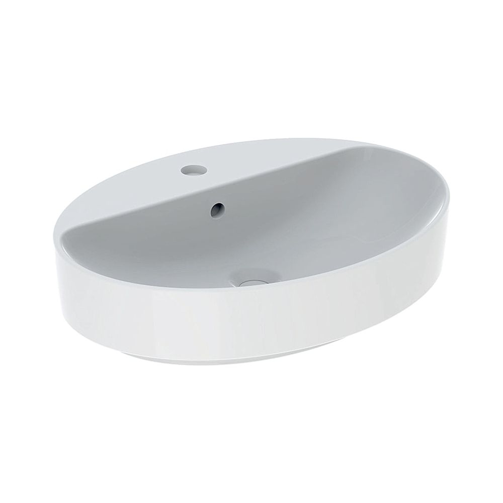 Geberit VariForm Aufsatzwaschtisch, oval, Hahnlochbank, B 60cm T 45cm Hahnloch mitti... GEBERIT-500772002 4025416303022 (Abb. 1)