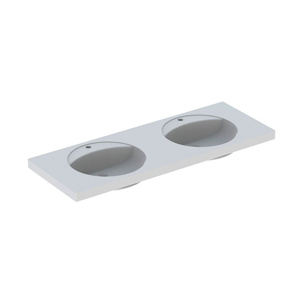 Geberit Preciosa Doppelwaschtisch, 130x55mm, Hahnloch mittig, ohne Überlauf, Weiß, K... GEBERIT-133230600 4022009232226 (Abb. 2)