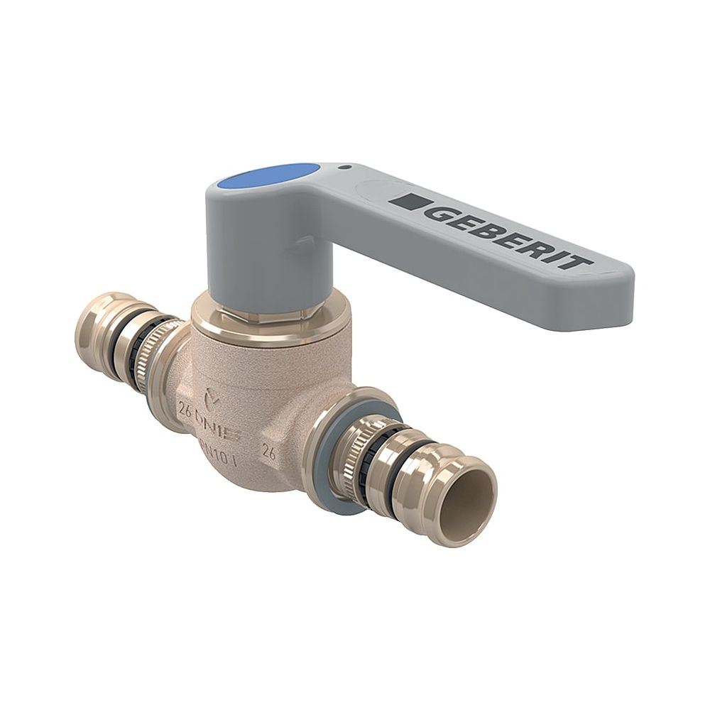 Geberit Mepla Kugelhahn mit Betätigungshebel, Rg, SiBr, d 26mm, PN 10 bar, Rotguss b... GEBERIT-603020002 4025416285113 (Abb. 1)