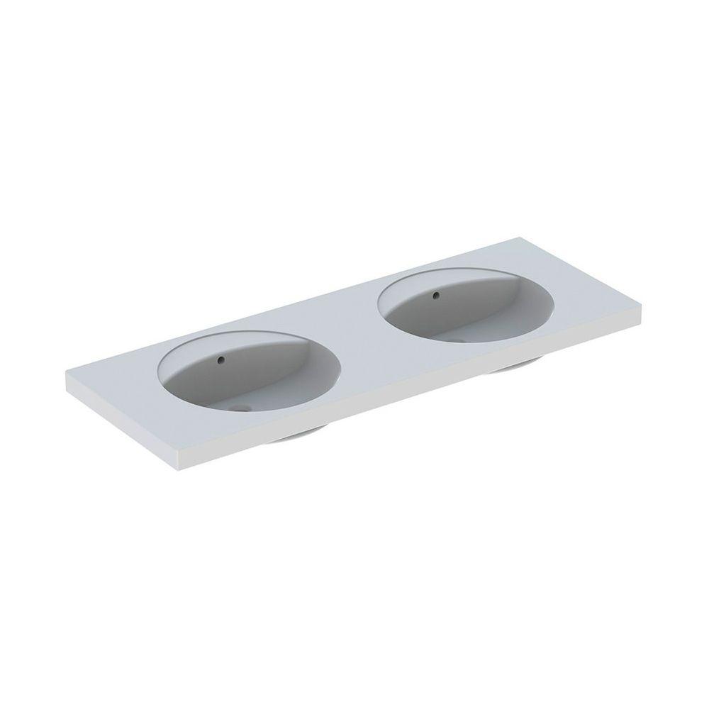 Geberit Preciosa Doppelwaschtisch, Breite 130cm, Tiefe 55cm, ohne Hahnloch, Überlauf... GEBERIT-133220000 4022009010442 (Abb. 2)