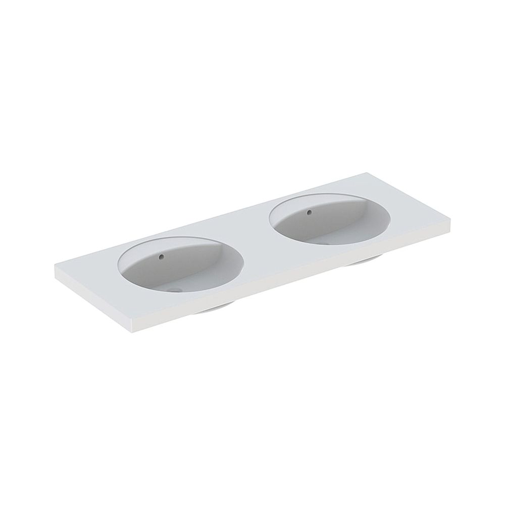Geberit Preciosa Doppelwaschtisch, Breite 130cm, Tiefe 55cm, ohne Hahnloch, Überlauf... GEBERIT-133220000 4022009010442 (Abb. 1)