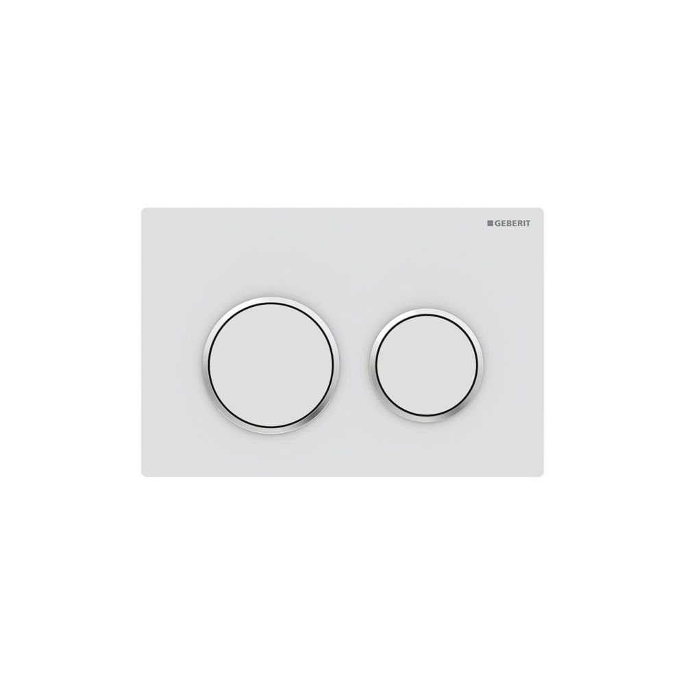 Geberit Omega 20 Drückerplatte, 2-Mengen-Spülung Round, Mattweiß lackiert, easy-to-c... GEBERIT-115085JT1 4025410693297 (Abb. 1)