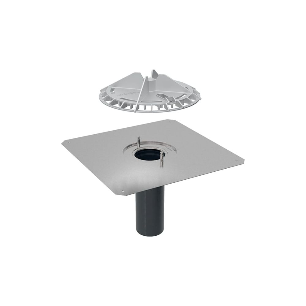 Geberit Pluvia Dachwassereinlauf mit Anschlussblech Laubfang aus Aluminiumguss, Abla... GEBERIT-359129001 4025416558088 (Abb. 1)