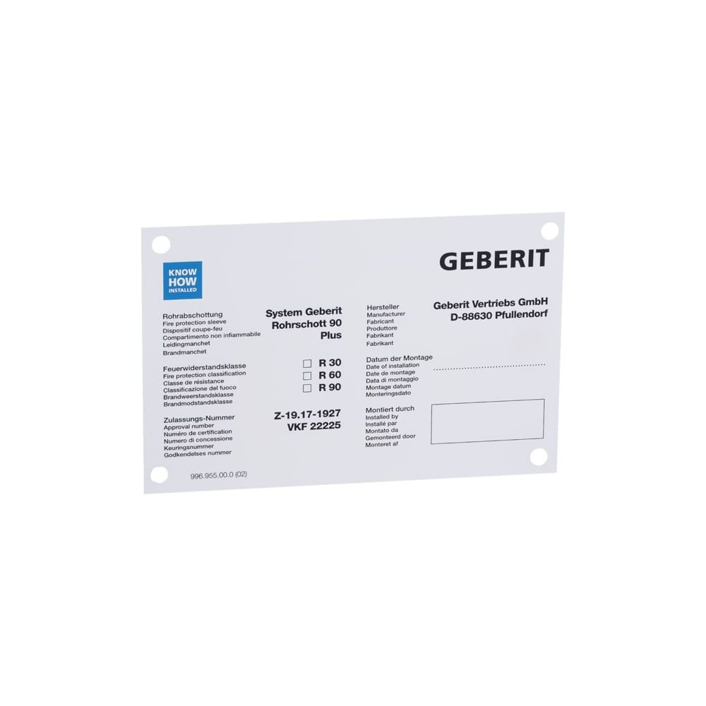 Geberit Hinweisschild für Rohrschott 90 Plus... GEBERIT-241896001 4025416724360 (Abb. 2)