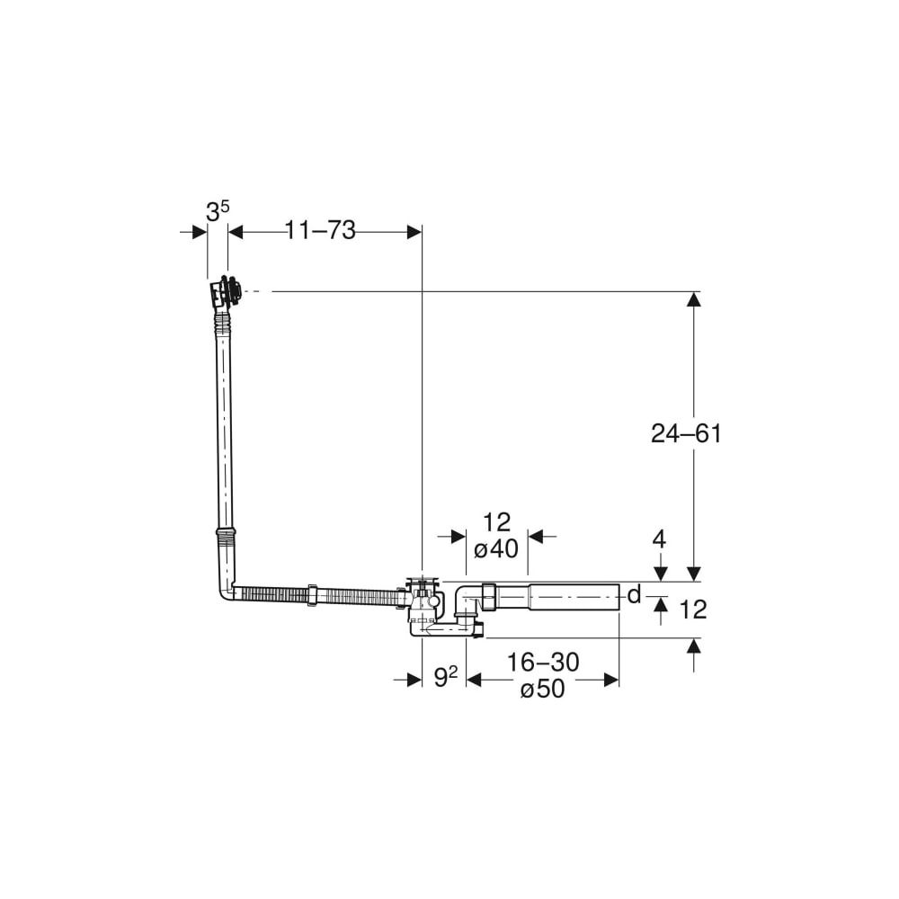 Geberit Badewannenablauf mit Drehbetätigung, Länge 73cm, mit Fertigbauset Hochglanz ... GEBERIT-150525216 4025410579591 (Abb. 7)
