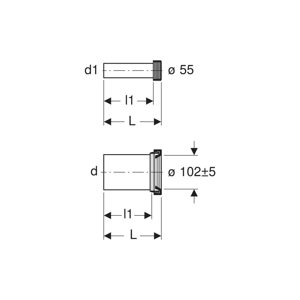 Geberit Anschlussset für Wand-WC, Länge 18,5cm Außendurchmesser 110mm, Mattverchromt... GEBERIT-152422461 4025416018759 (Abb. 5)