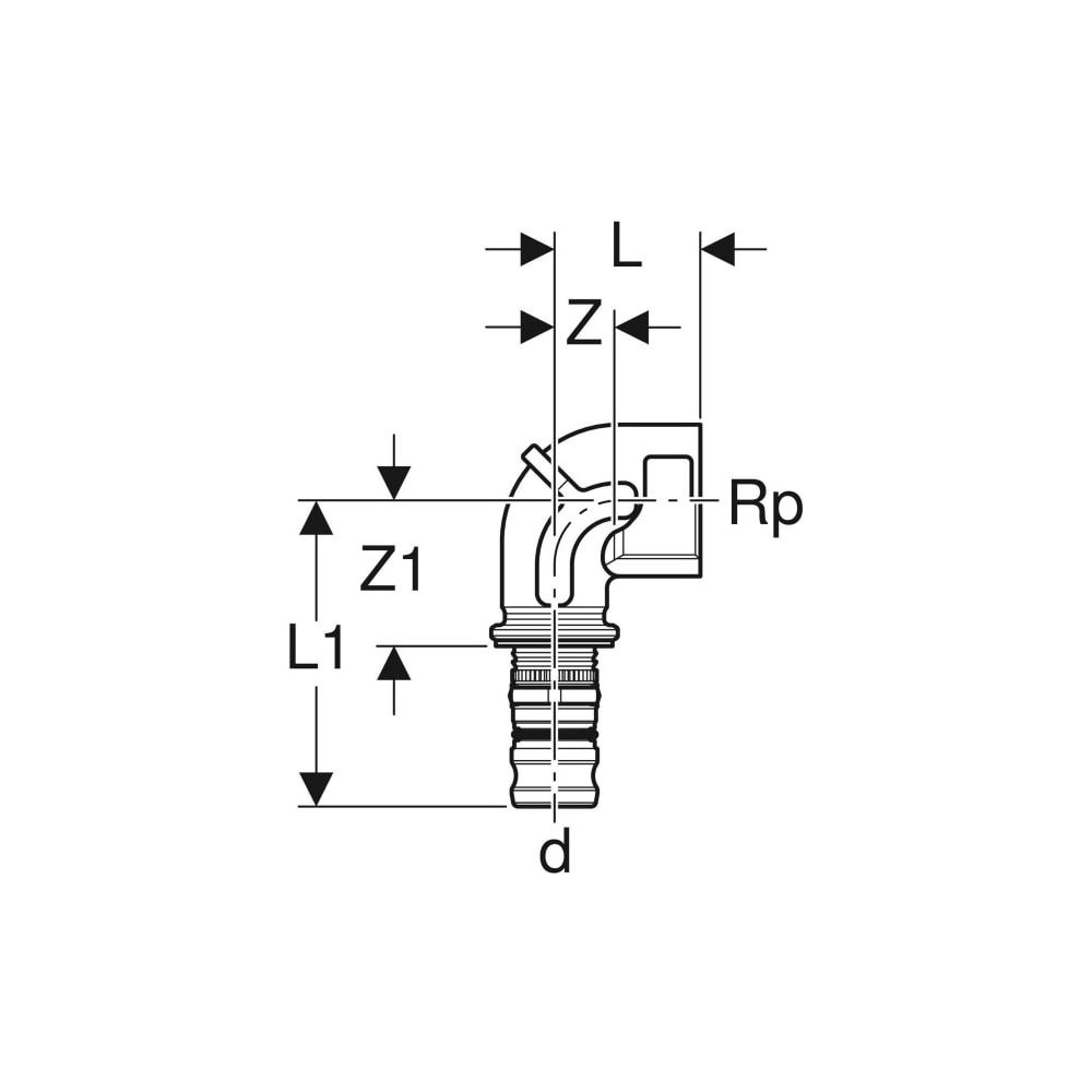Geberit Mepla Übergangsbogen 90 Grad mit Innengewinde, d 32mm, Rp 1″, Rotguss bleifr... GEBERIT-604258005 4025416679554 (Abb. 5)