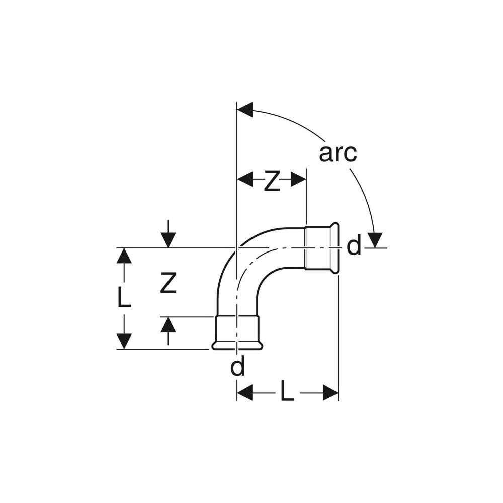 Geberit Mapress C-Stahl Bogen 90 Grad, Außendurchmesser 88,9mm... GEBERIT-20110 4024723201106 (Abb. 5)