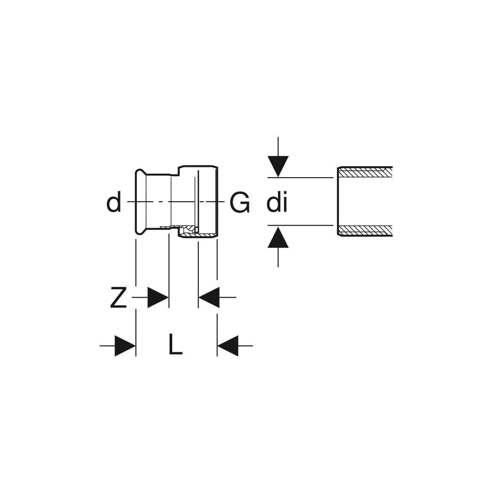Geberit Mapress C-Stahl Anschluss mit Überwurfmutter d 15mm, di 10mm, G 1/2″... GEBERIT-25042 4024723250425 (Abb. 5)