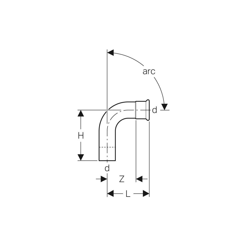 Geberit Mapress Edelstahl Bogen mit Einschubende, 90 Grad, Außendurchmesser 108mm... GEBERIT-33311 4024723333111 (Abb. 5)