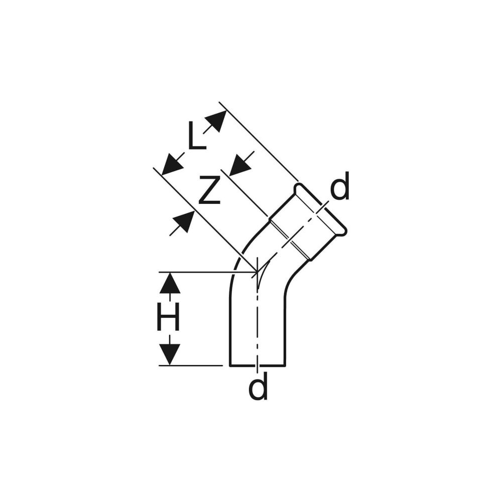 Geberit Mapress C-Stahl Bogen mit Einschubende 45 Grad, Außendurchmesser 108mm... GEBERIT-20711 4024723207115 (Abb. 5)
