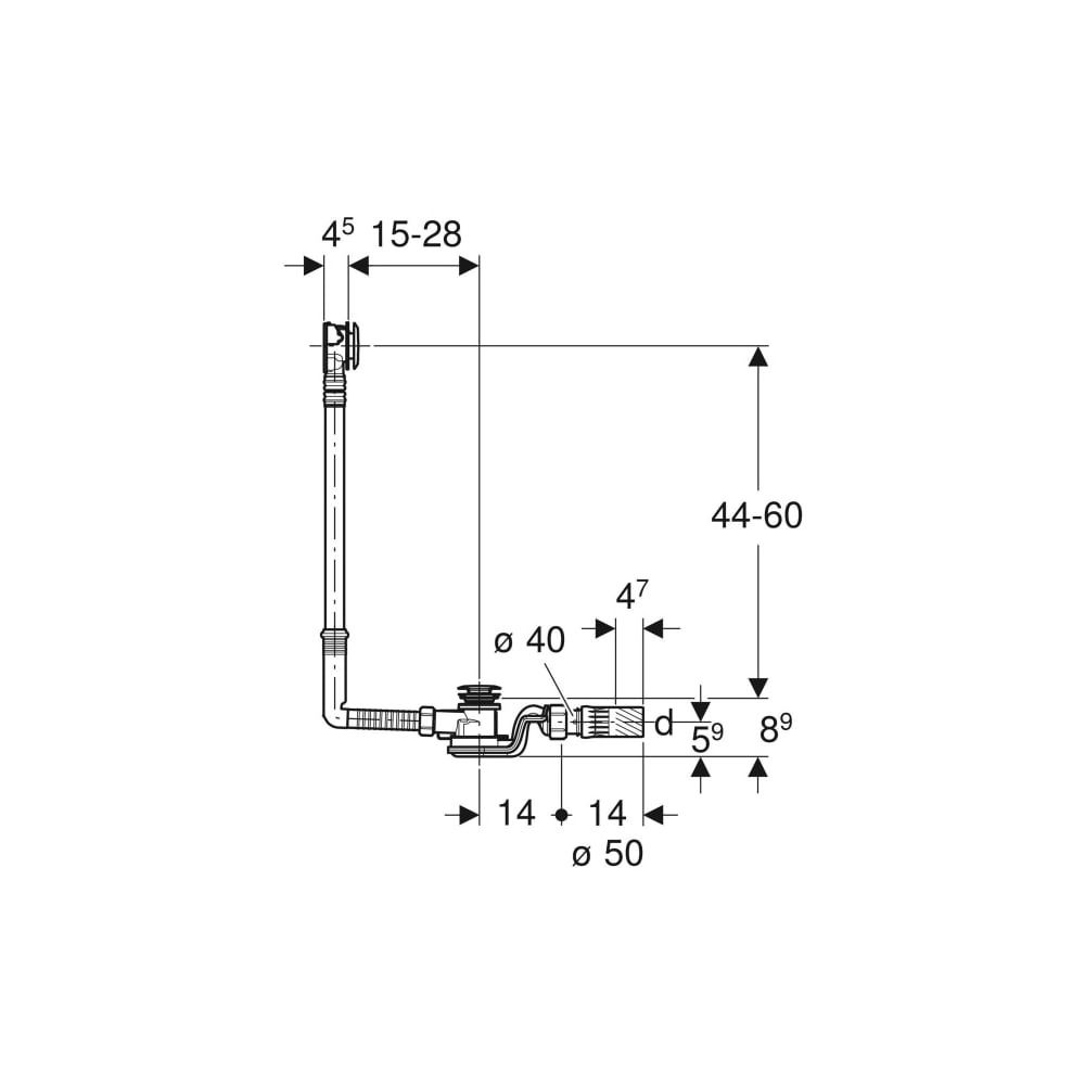 Geberit Badewannenablauf, PushControl Druckbetätigung Höhe 60cm, Fertigbauset Hochgl... GEBERIT-150752216 4025410602145 (Abb. 7)