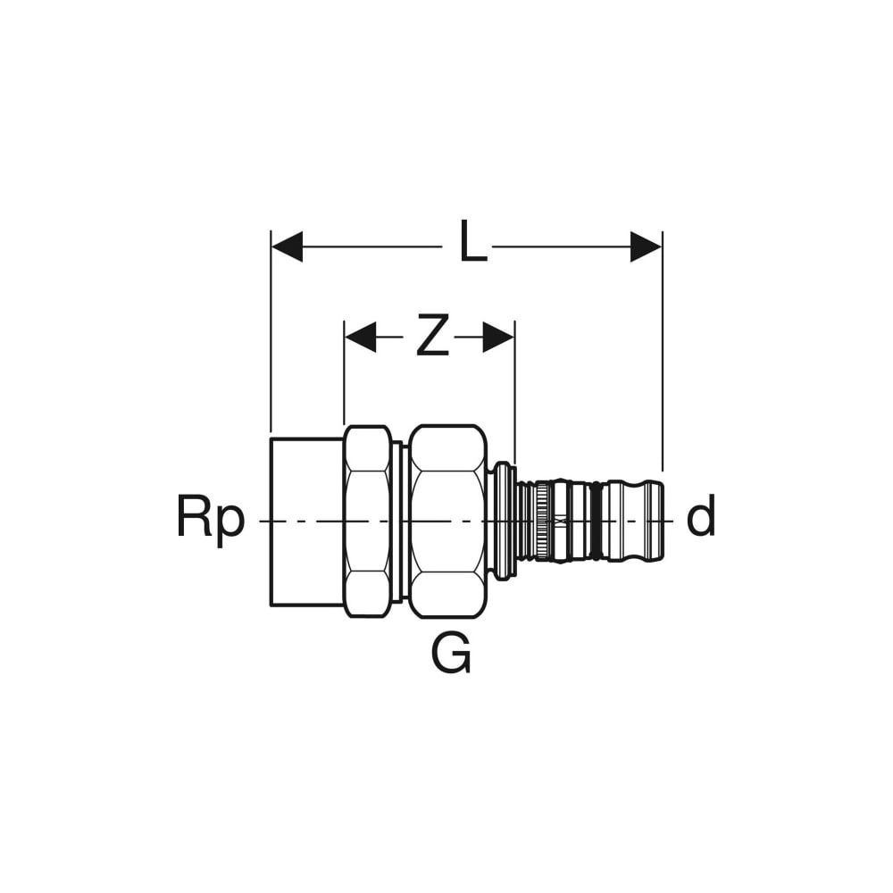 Geberit Mepla Übergangsverschraubung mit Innengewinde, d 40mm, Rp 1 1/2″, Rotguss bl... GEBERIT-605596005 4025416680277 (Abb. 5)
