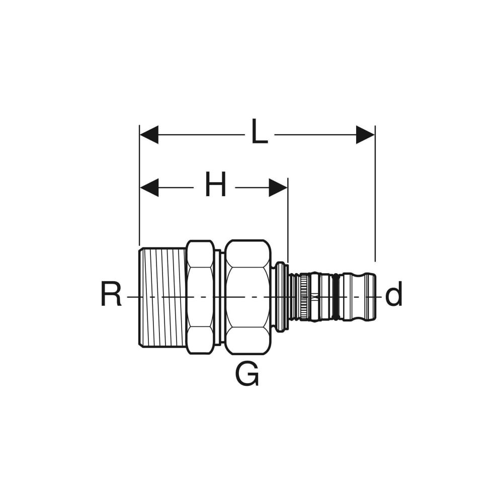 Geberit Mepla Übergangsverschraubung mit Außengewinde, d 32mm, R 1″, G 1 1/4″, Rotgu... GEBERIT-604590005 4025416679653 (Abb. 5)