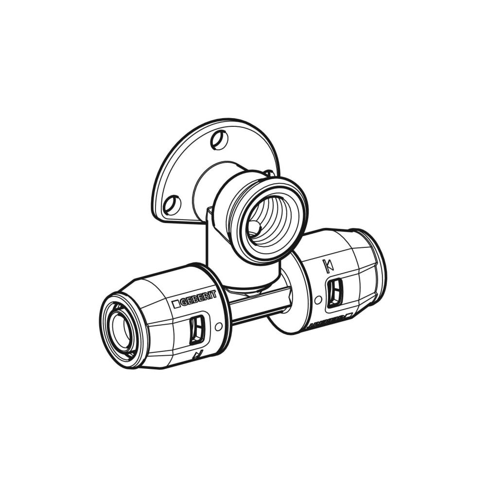 Geberit PushFit T-Anschlusswinkel 90 Grad abgesetzt CW617N, d 20mm, Rp 1/2″, L1 10,7... GEBERIT-651293001 4025416716174 (Abb. 3)