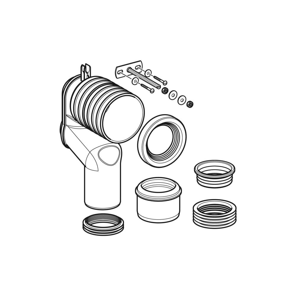Geberit Set P-Anschlussbogen für Stand-WC Außendurchmesser 90mm... GEBERIT-131081111 4025416073604 (Abb. 3)