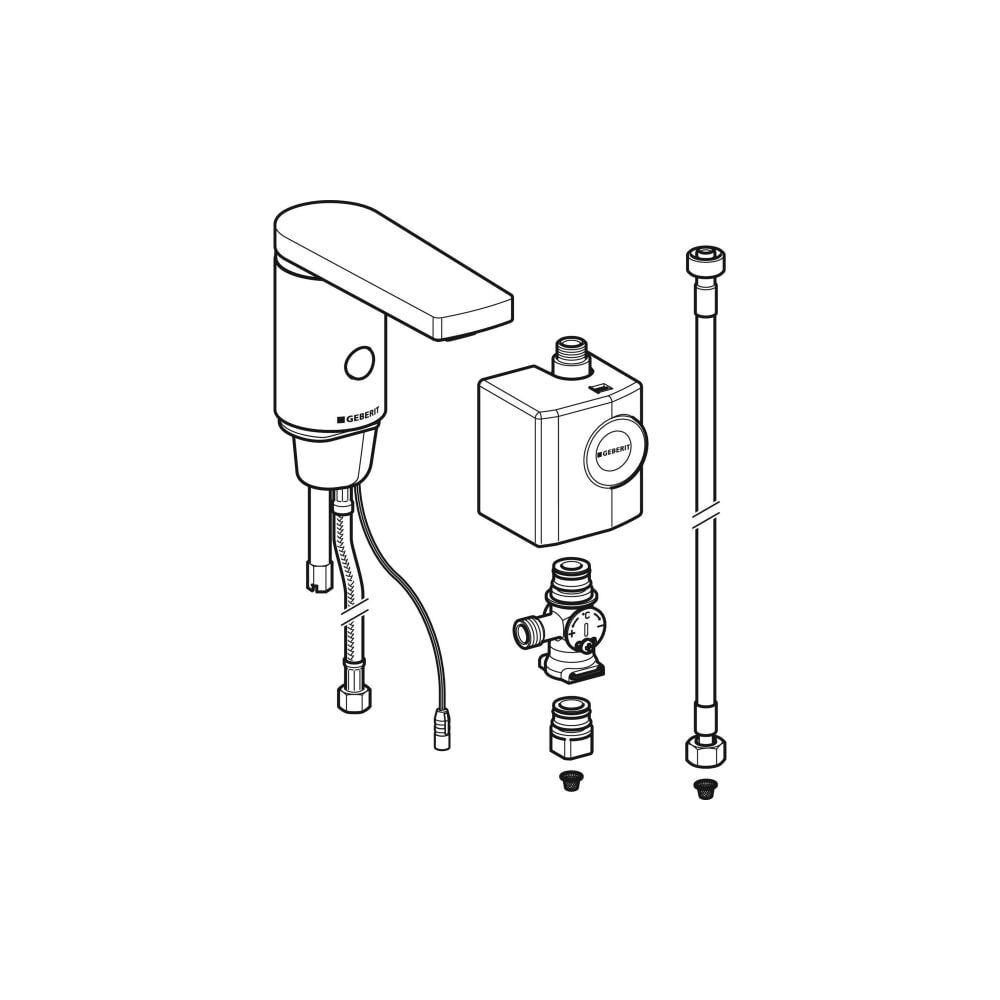 Geberit Typ 186 Waschtischarmatur Generatorbetrieb hochglanz-verchromt, mit Untertis... GEBERIT-116366211 4025416149446 (Abb. 2)