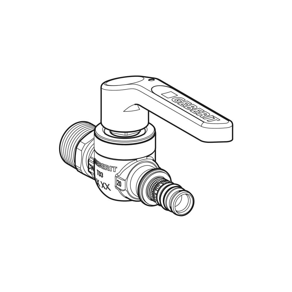 Geberit Mepla Kugelhahn mit Außengewinde und Betätigungshebel Außendurchmesser, 26mm... GEBERIT-613063002 4025410737304 (Abb. 2)