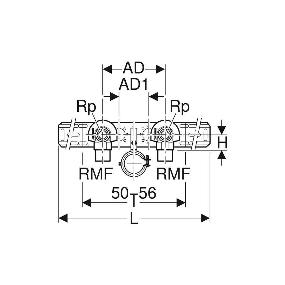 Geberit Anschlusswinkel 90 Grad mit Außengewinde MF 1/2" vorm. 2x Ablaufrohrs. RMF 1... GEBERIT-632871002 4025410760227 (Abb. 7)