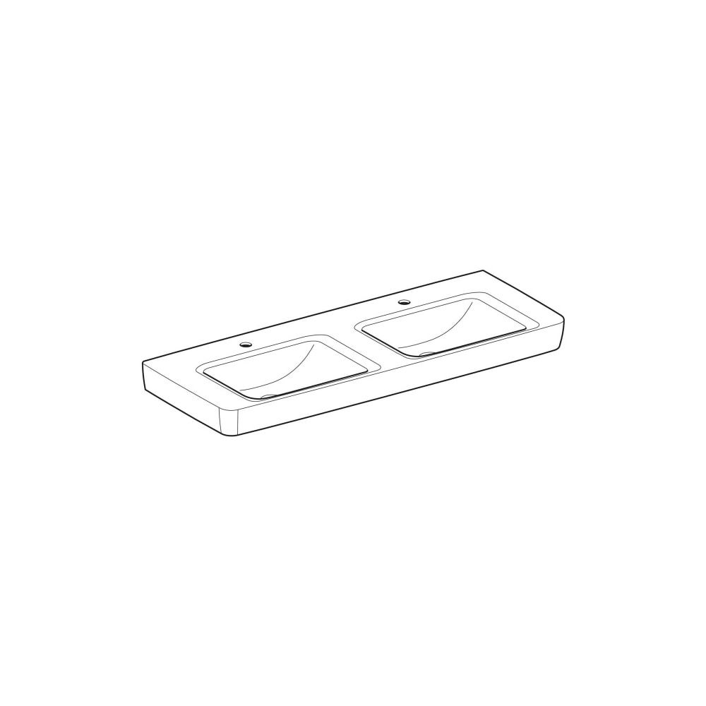Geberit Renova Plan Doppelwaschtisch, Breite 130cm, Tiefe 48cm, Hahnloch mittig, ohn... GEBERIT-501711001 4025410868305 (Abb. 3)
