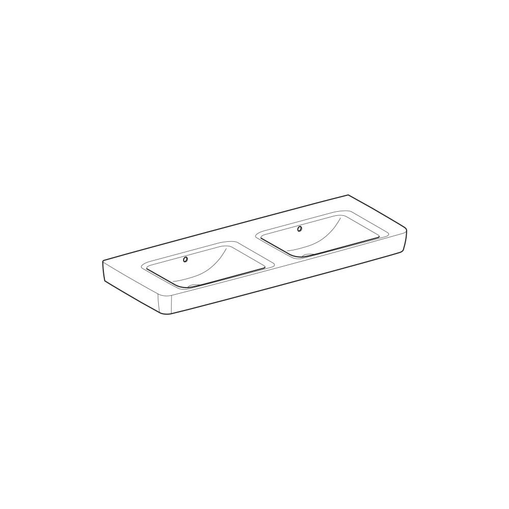 Geberit Renova Plan Doppelwaschtisch, Breite 130cm, Tiefe 48cm, ohne Hahnloch, Überl... GEBERIT-501712001 4025410868596 (Abb. 3)