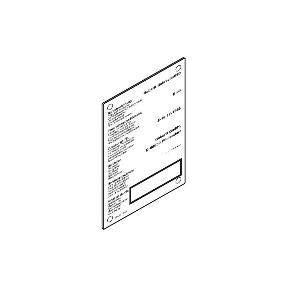 Geberit Hinweisschild für Brandschutzmanschette RS90... GEBERIT-240289001 4025416852377 (Abb. 3)