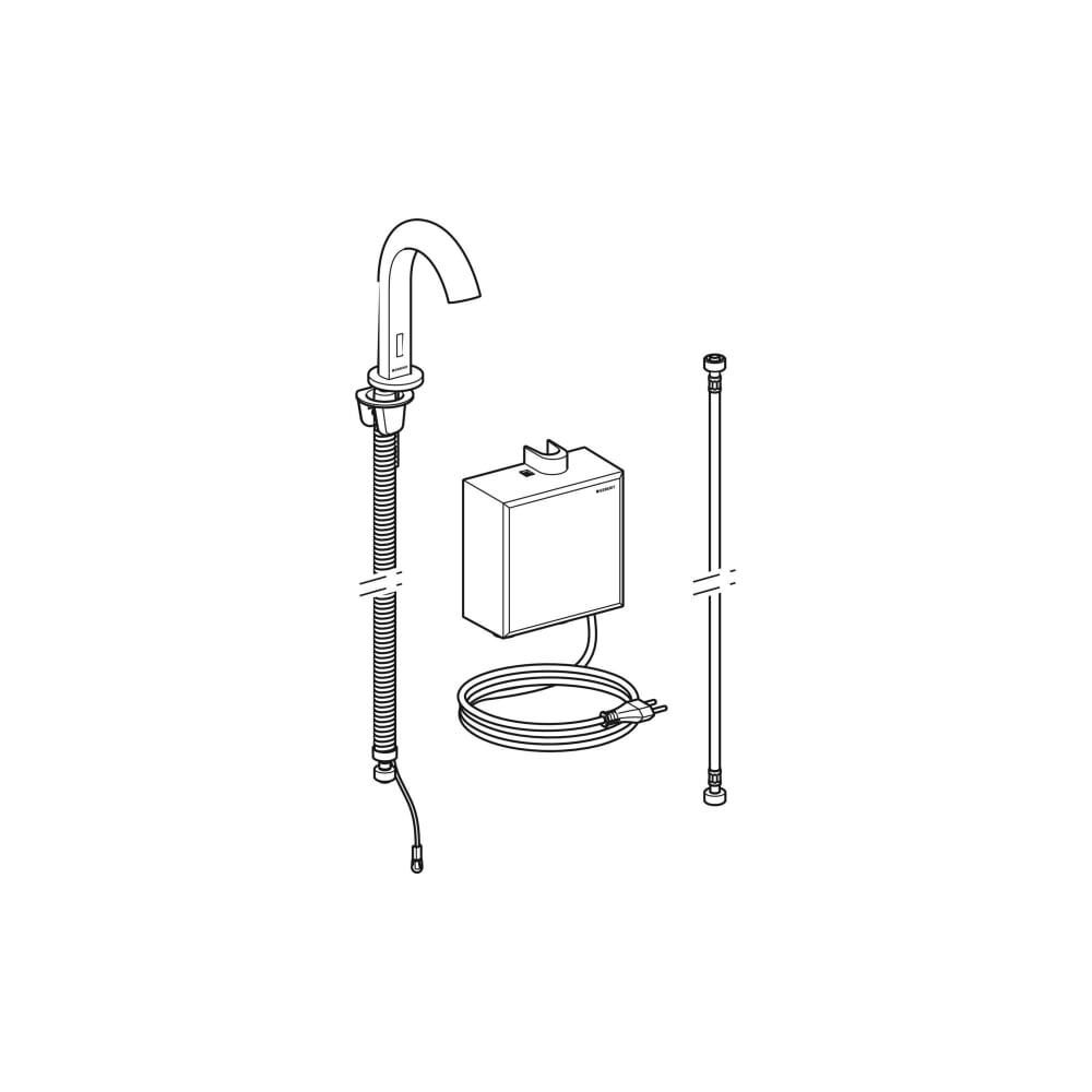 Geberit Piave Waschtischarmatur Standmontage, Netzbetrieb, mit Aufputz-Funktionsbox ... GEBERIT-116161211 4025416833741 (Abb. 2)