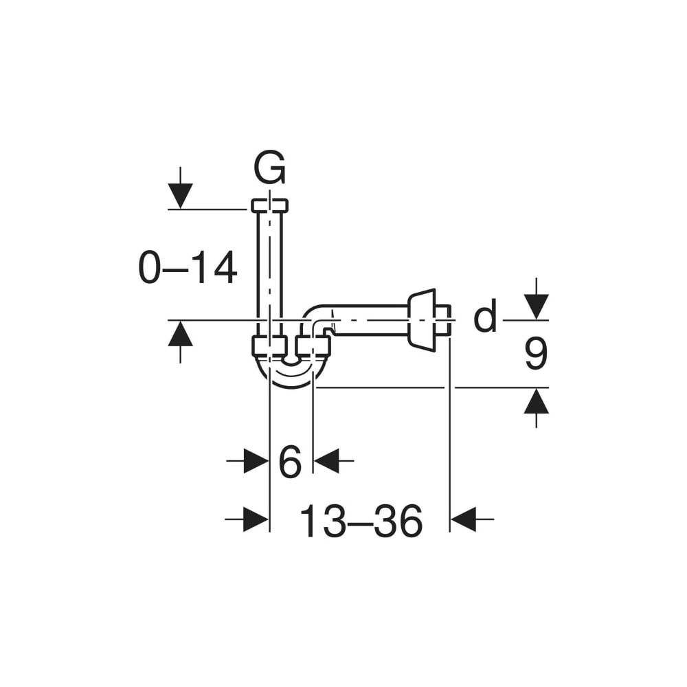 Geberit Siphon Rohrbogengeruchsverschluss für Waschbecken, Bidet Abgang horizontal A... GEBERIT-151108211 4025416111528 (Abb. 6)