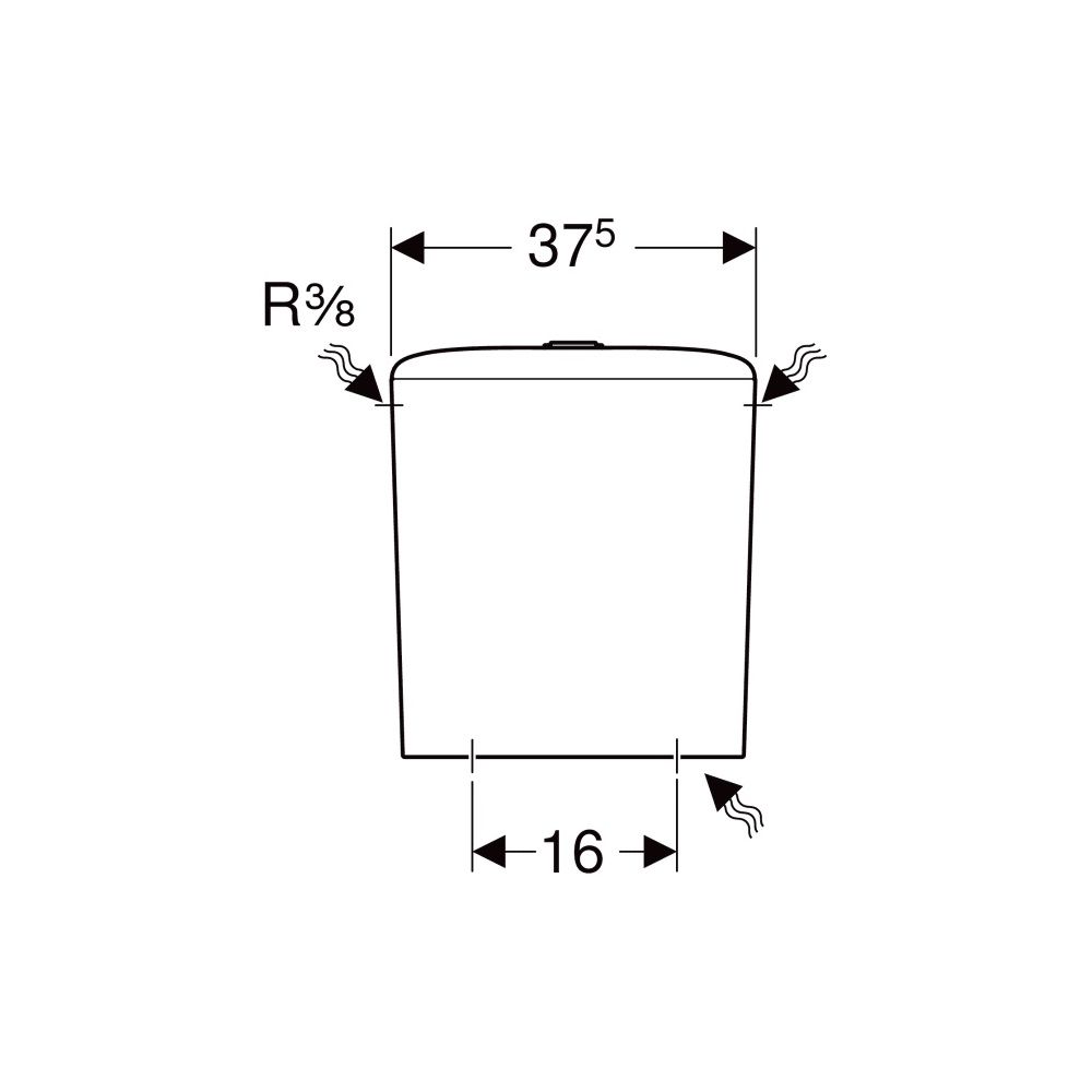 Geberit iCon Square Aufputzspülkasten aufgesetzt, 2-Mengen-Spülung, Wasseranschluss ... GEBERIT-228950600 4022009329506 (Abb. 7)
