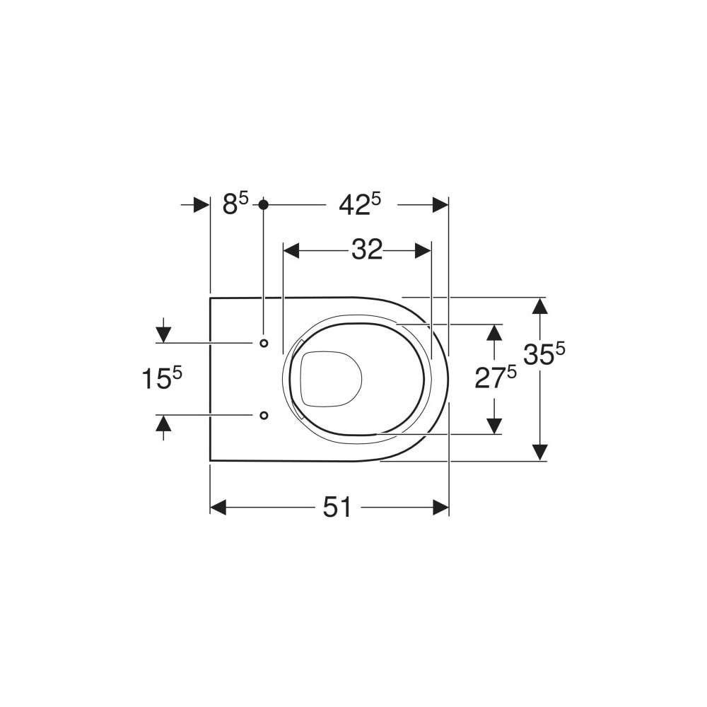 Geberit Acanto Wand-WC Tiefspüler, geschlossene Form, Rimfree Tiefe 51cm, Weiß... GEBERIT-500600012 4022009353242 (Abb. 7)