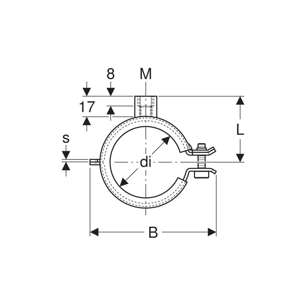 Geberit Rohrschelle gedämmt, mit Gewindemuffe M8, M10 1,0215, di 25–30mm, galvanisch... GEBERIT-601853261 4025416498452 (Abb. 7)