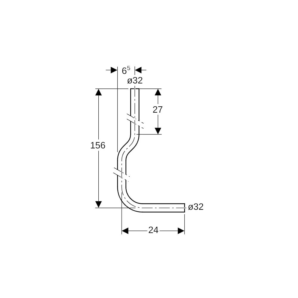 Geberit Spülbogenset 90 Grad, 156x24cm, gekröpft Außendurchmesser 32mm, Alpinweiß... GEBERIT-119504111 4025416008323 (Abb. 5)
