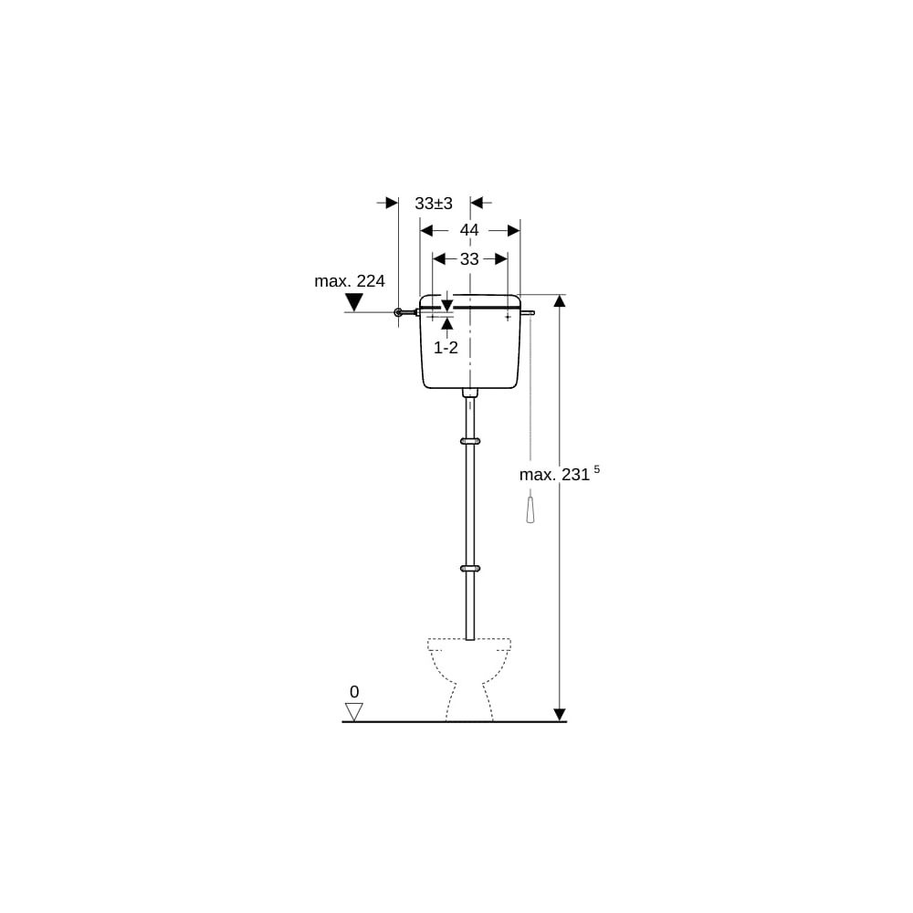 Geberit Aufputz 127 Aufputzspülkasten 1-Mengen-Spülung, Wasseranschluss seitlich, mi... GEBERIT-127052111 4025416099154 (Abb. 6)