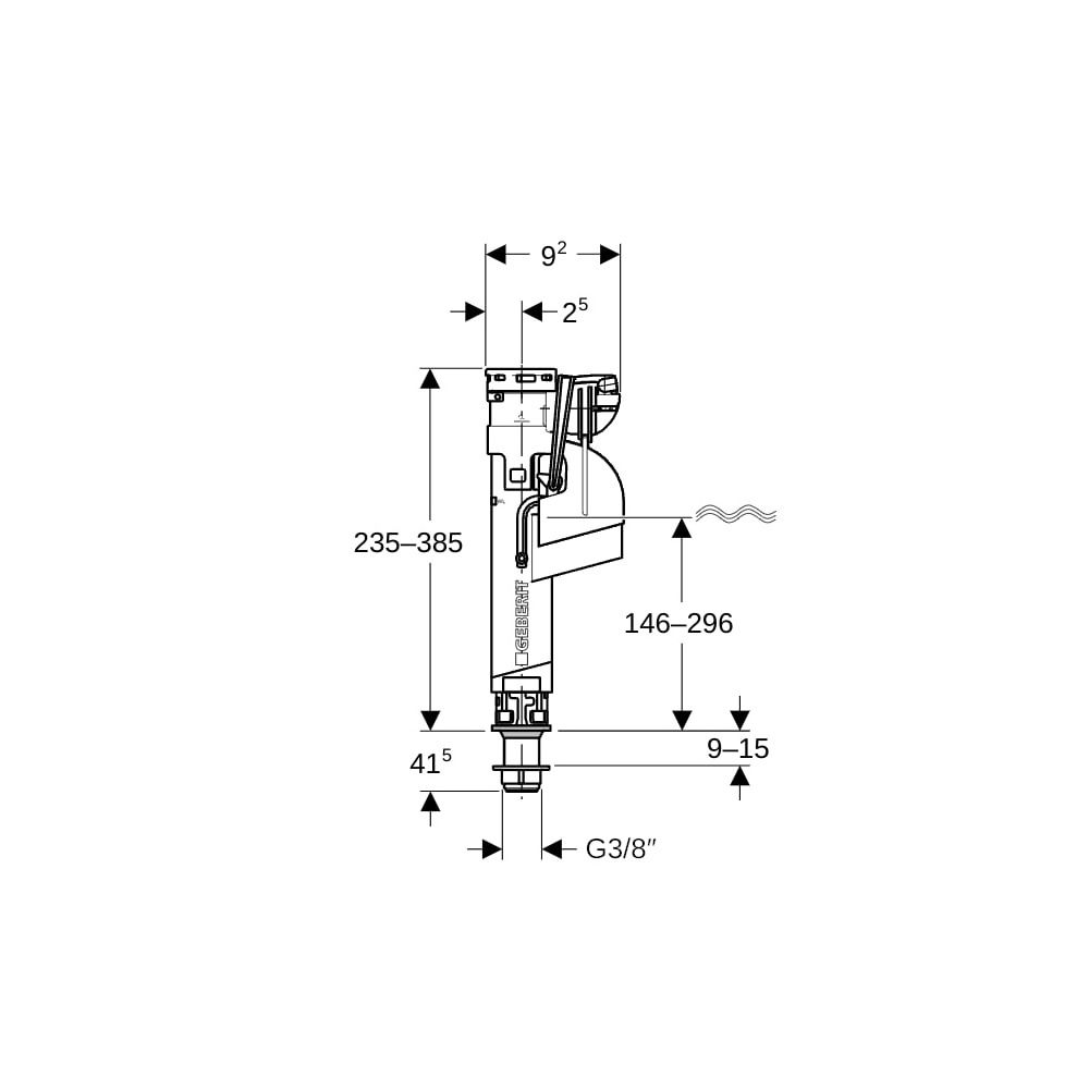 Geberit Typ 360 Füllventil Wasseranschluss unten 3/8", Nippel aus Kunststoff, GB... GEBERIT-281204001 4025416564560 (Abb. 5)