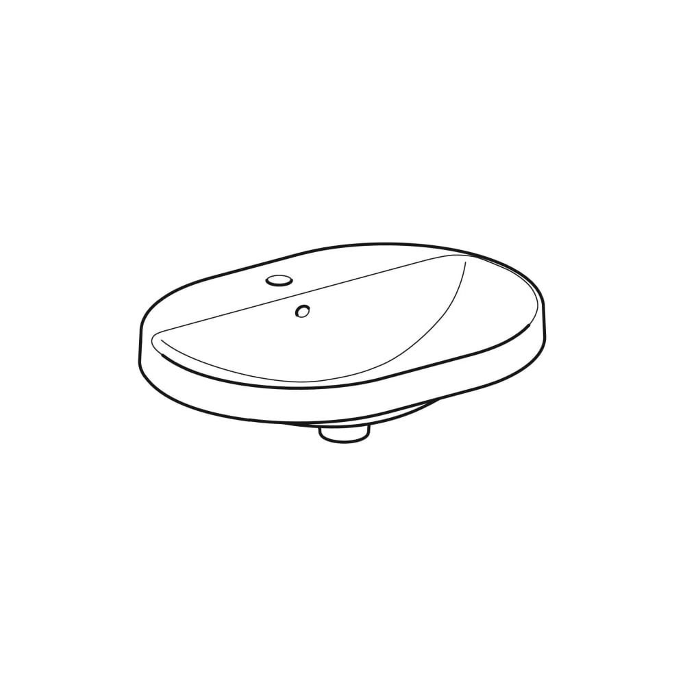 Geberit VariForm Einbauwaschtisch, elliptisch mit Hahnlochbank, Breite 60cm, Tiefe 4... GEBERIT-500733002 4025416302452 (Abb. 3)