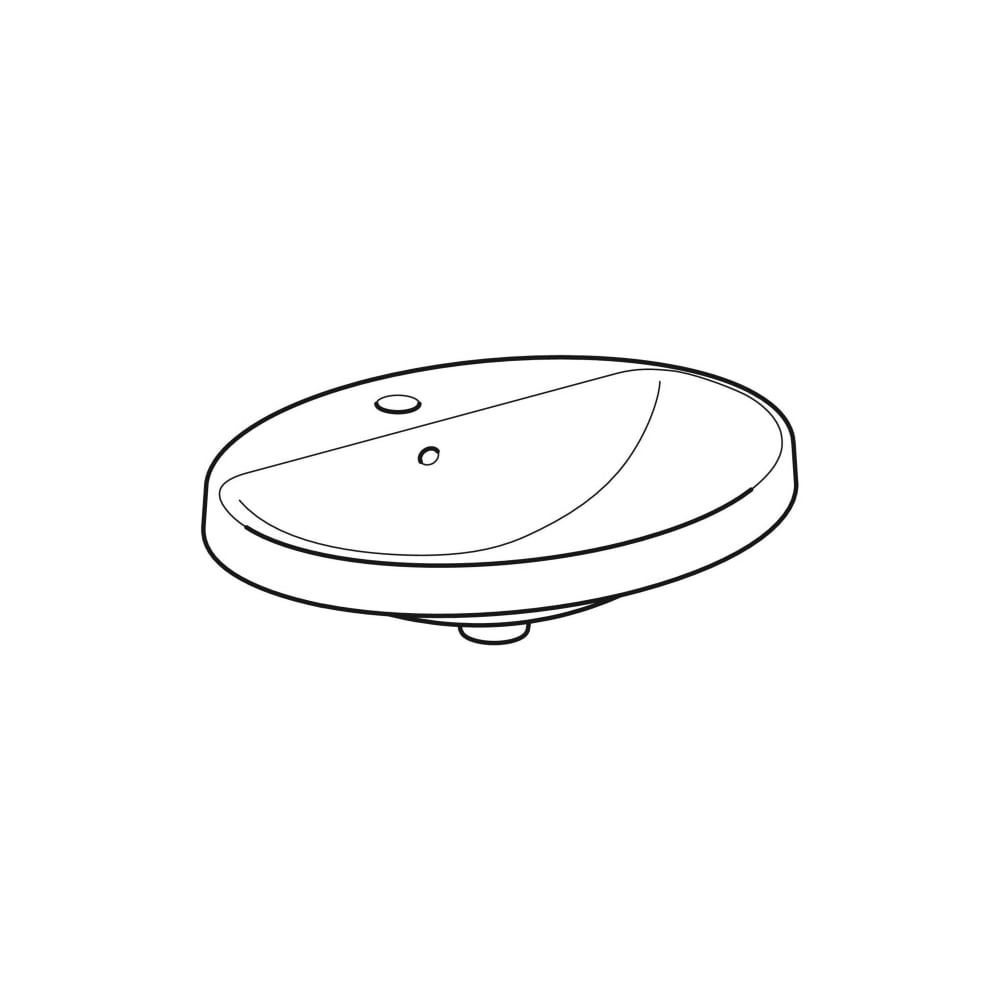 Geberit VariForm Einbauwaschtisch, oval, mit Hahnlochbank, B 60cm, Tiefe 48cm, Hahnl... GEBERIT-500725012 4025416839033 (Abb. 3)