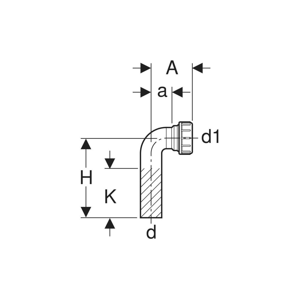 Geberit Anschlussbogen 90 Grad Außendurchmesser 56mm, Quetschverschraubung... GEBERIT-152227161 4025416018223 (Abb. 5)
