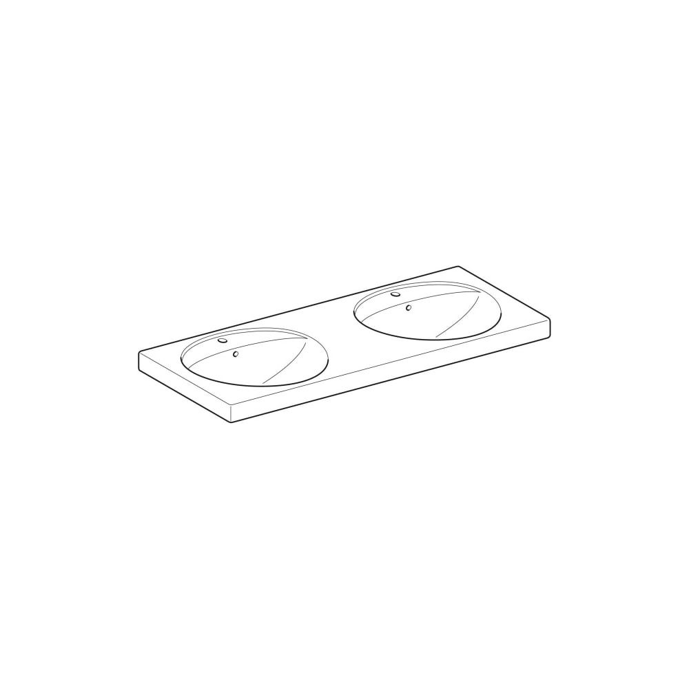 Geberit Preciosa Doppelwaschtisch, Breite 130cm, Tiefe 55cm, Hahnloch mittig, Überla... GEBERIT-133200600 4022009208320 (Abb. 3)