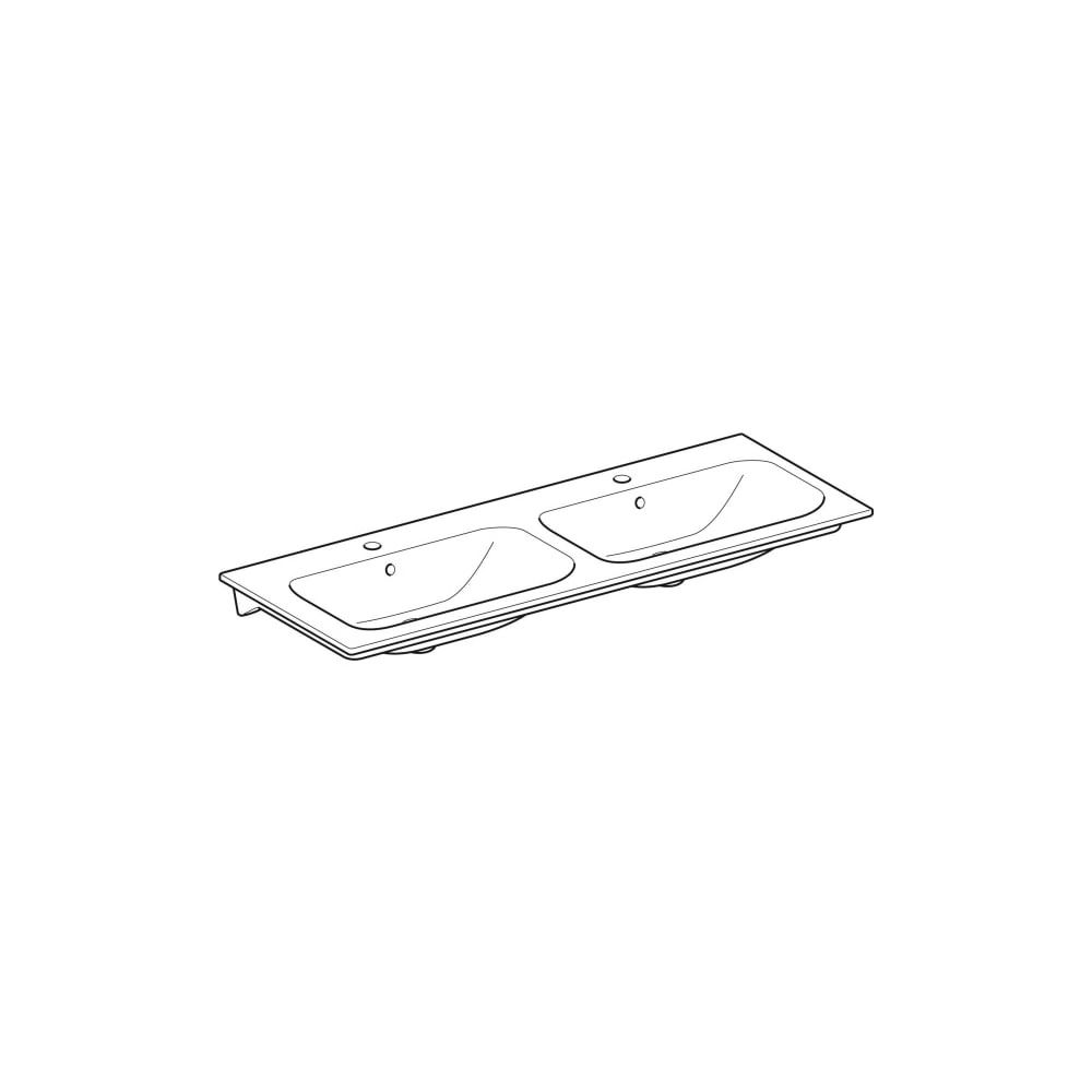 Geberit Renova Plan Doppelmöbelwaschtisch, Breite 130cm, Tiefe 48cm, Hahnloch mittig... GEBERIT-122230600 4022009368970 (Abb. 3)